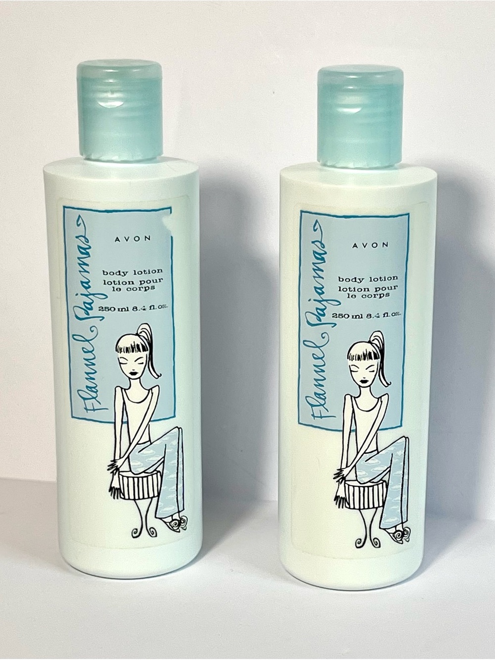 AVON Flannel Pajamas Body Lotion x2 250ml 8.4oz each NEW UNSEALED Moisturizer